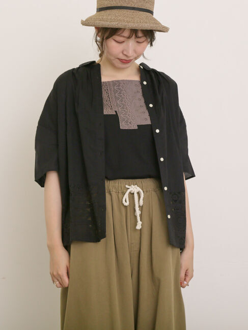 Samansa Mos2「インド裾レースシャツ」|シャツ・ブラウス|