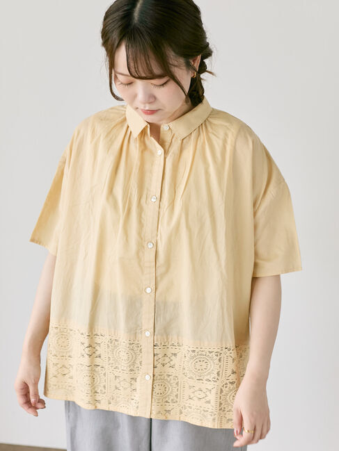 Samansa Mos2「インド裾レースシャツ」|シャツ・ブラウス|ベージュ