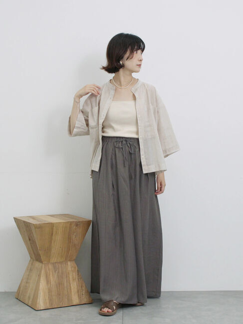 Samansa Mos2 blue「楊柳ガウチョパンツ」|その他|