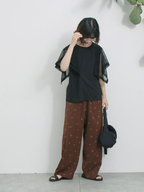 Samansa Mos2 blue「花柄イージーパンツ」|その他|