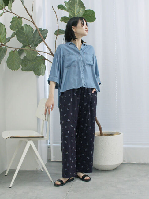 Samansa Mos2 blue「花柄イージーパンツ」|その他|