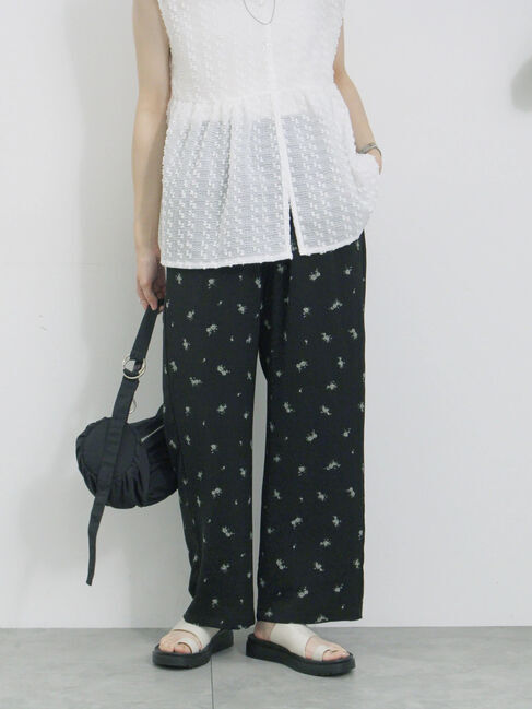 Samansa Mos2 blue「花柄イージーパンツ」|その他|