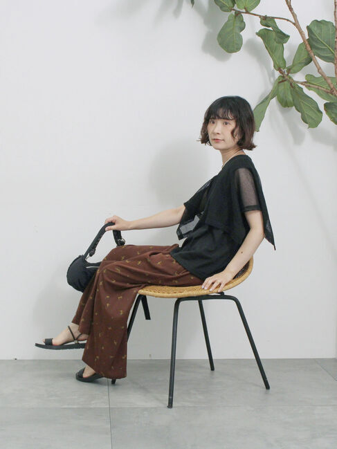 Samansa Mos2 blue「花柄イージーパンツ」|その他|