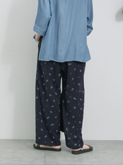 Samansa Mos2 blue「花柄イージーパンツ」|その他|