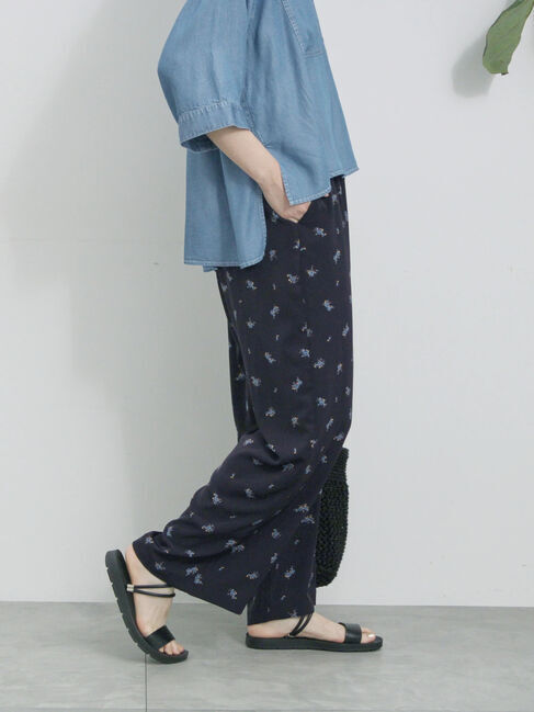 Samansa Mos2 blue「花柄イージーパンツ」|その他|