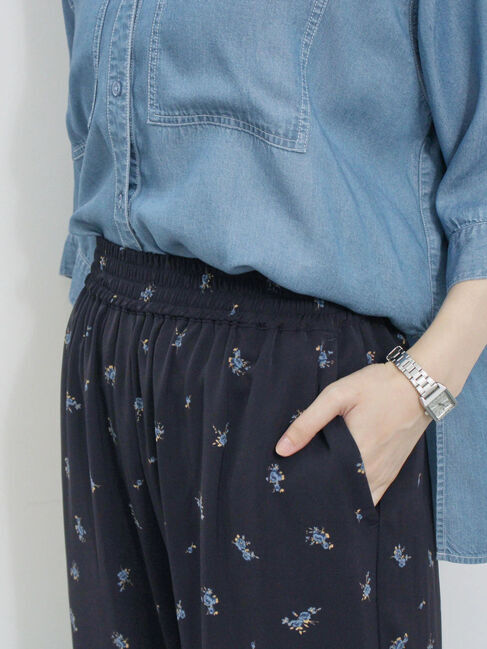 Samansa Mos2 blue「花柄イージーパンツ」|その他|