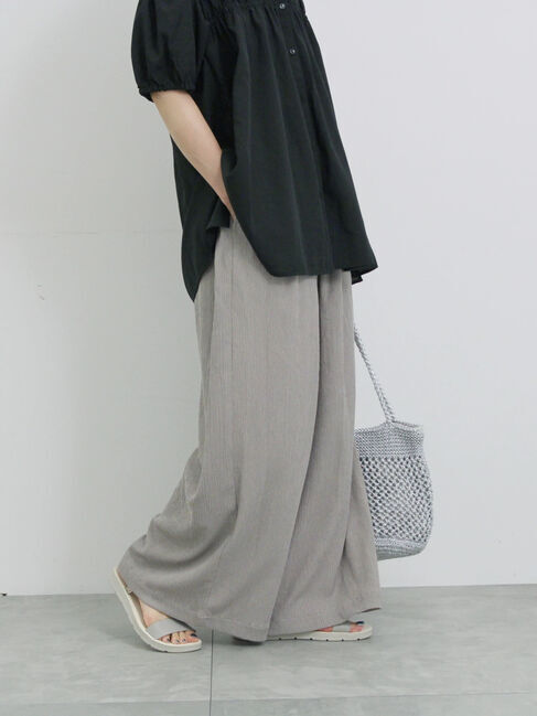 Samansa Mos2 blue「楊柳ハイウエストパンツ」|その他|