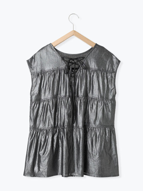 Samansa Mos2 blue「◎ティアードブラウス」|シャツ・ブラウス|