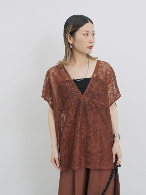 Samansa Mos2 blue「レースブラウス」|シャツ・ブラウス|