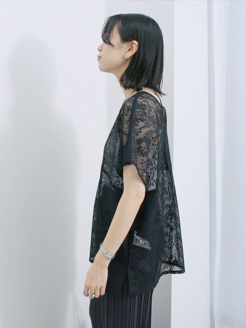 Samansa Mos2 blue「レースブラウス」|シャツ・ブラウス|