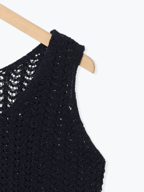 Samansa Mos2 blue「テープヤーン透かしニットベスト」|ニット・セーター|