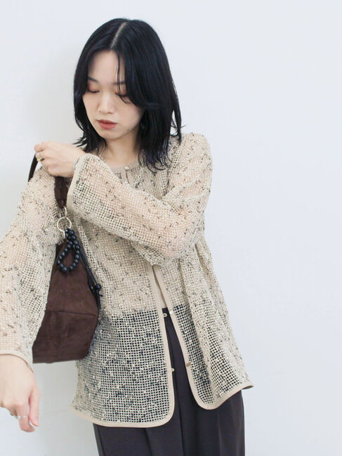 Samansa Mos2 blue「前後2wayメッシュレースカーディガン」|カーディガン|キナリ