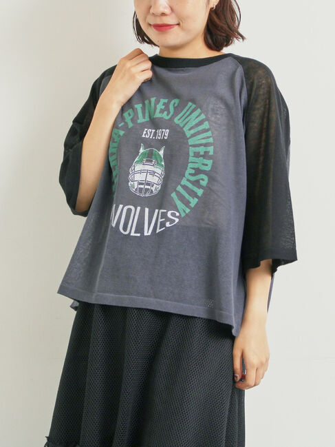 SM2「ラグランスリーブプリントシアーニット」|ニット・セーター|ブラック