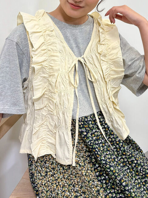 Samansa Mos2「シャーリングフリルベスト」|ダウンベスト・ベスト|キナリ