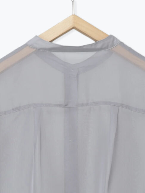 Samansa Mos2 blue「◎バンドカラーシアーシャツ」|シャツ・ブラウス|