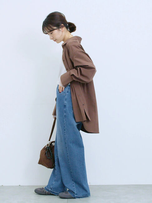 Samansa Mos2 blue「◎マットサテンタックシャツ」|シャツ・ブラウス|