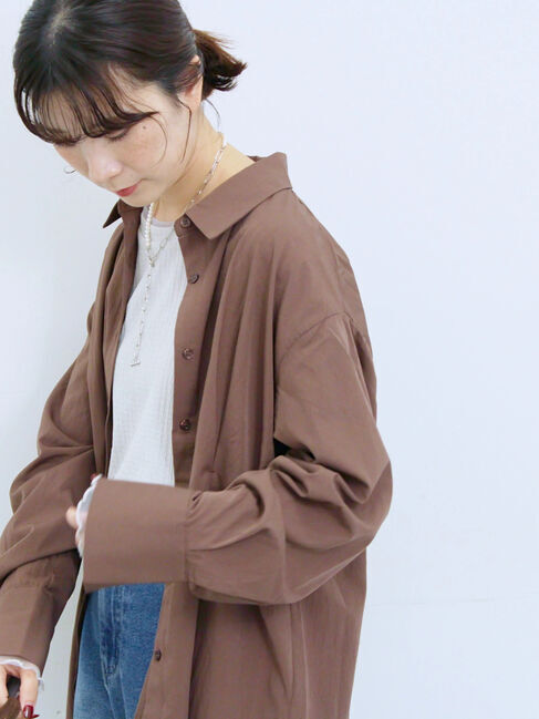 Samansa Mos2 blue「◎マットサテンタックシャツ」|シャツ・ブラウス|