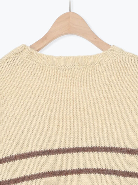 Samansa Mos2「ロゴ刺繍パネルボーダーニット」|ニット・セーター|