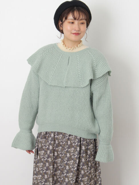 Samansa Mos2「フリルカラーニット」|ニット・セーター|