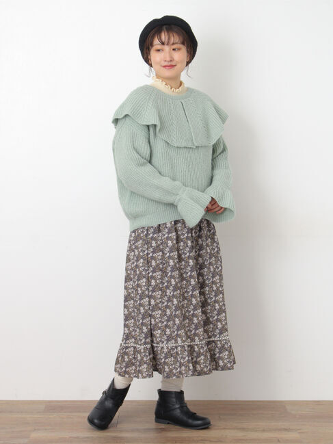 Samansa Mos2「フリルカラーニット」|ニット・セーター|