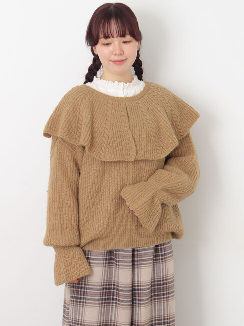 Samansa Mos2「フリルカラーニット」|ニット・セーター|