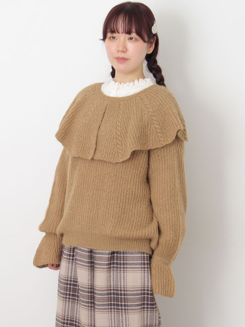 Samansa Mos2「フリルカラーニット」|ニット・セーター|