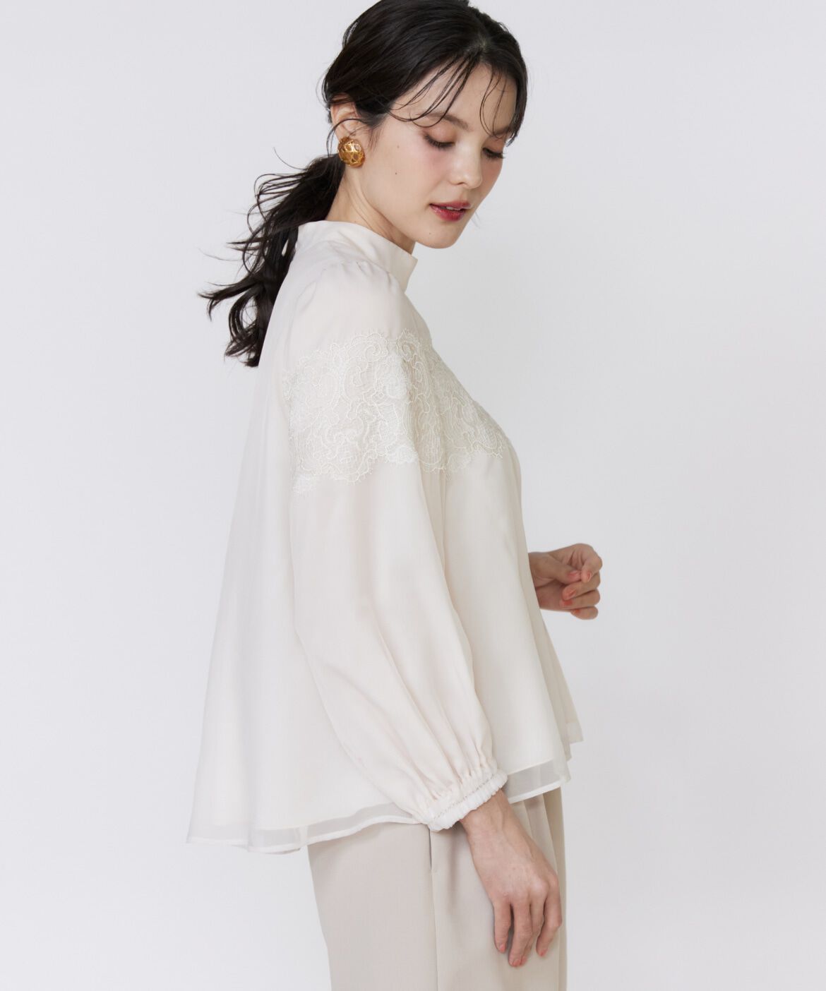 Maglie le cassetto「《大きいサイズ》シアーレースブラウス《M Maglie le cassetto》」|シャツ・ブラウス|