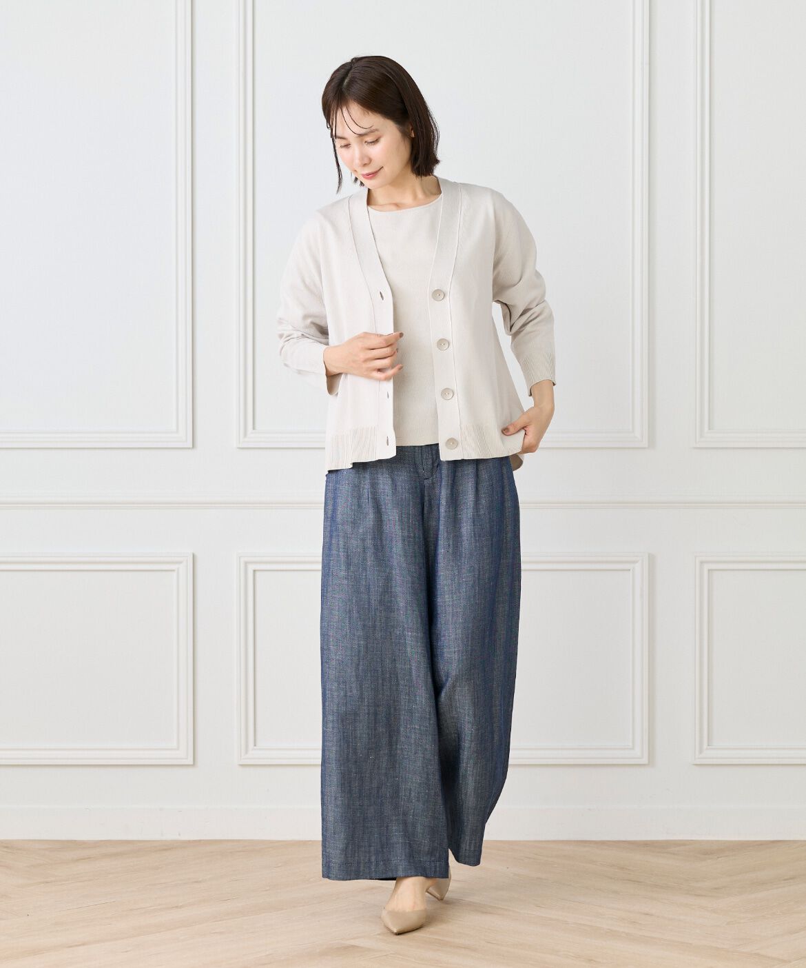 Le Souk「《大きいサイズ》Vネックカーディガン」|カーディガン|