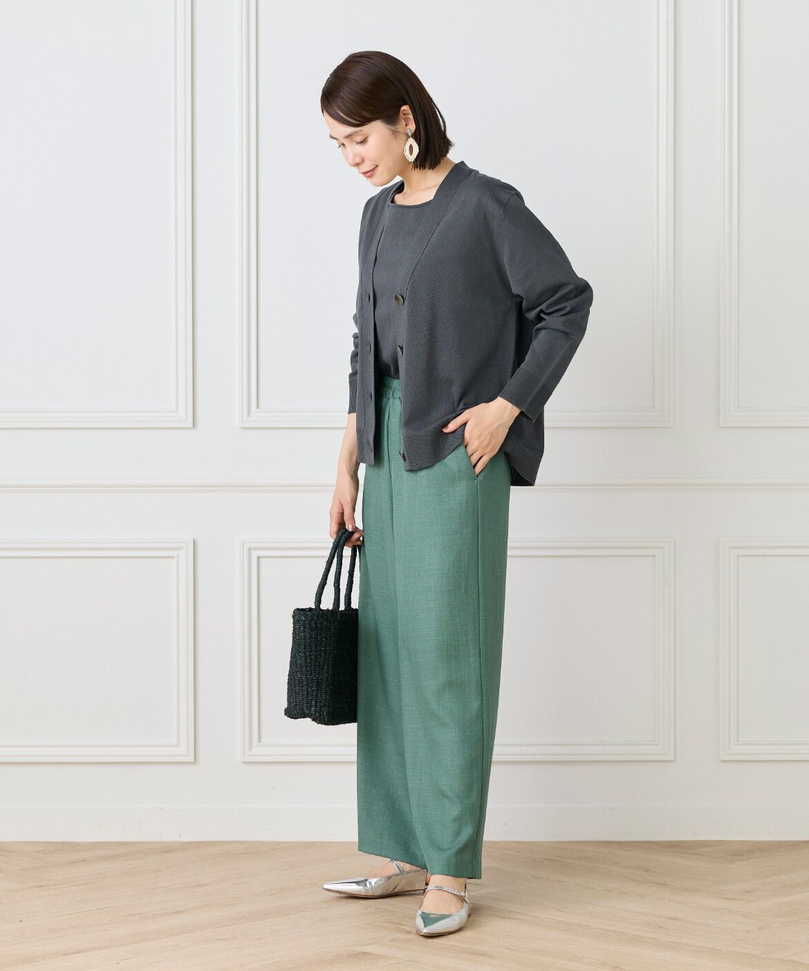 Le Souk「《大きいサイズ》Vネックカーディガン」|カーディガン|