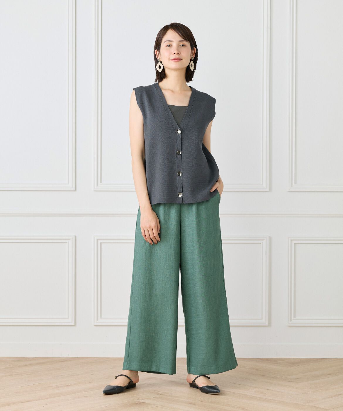 Le Souk「ミラノリブVネックジレ」|ニット・セーター|