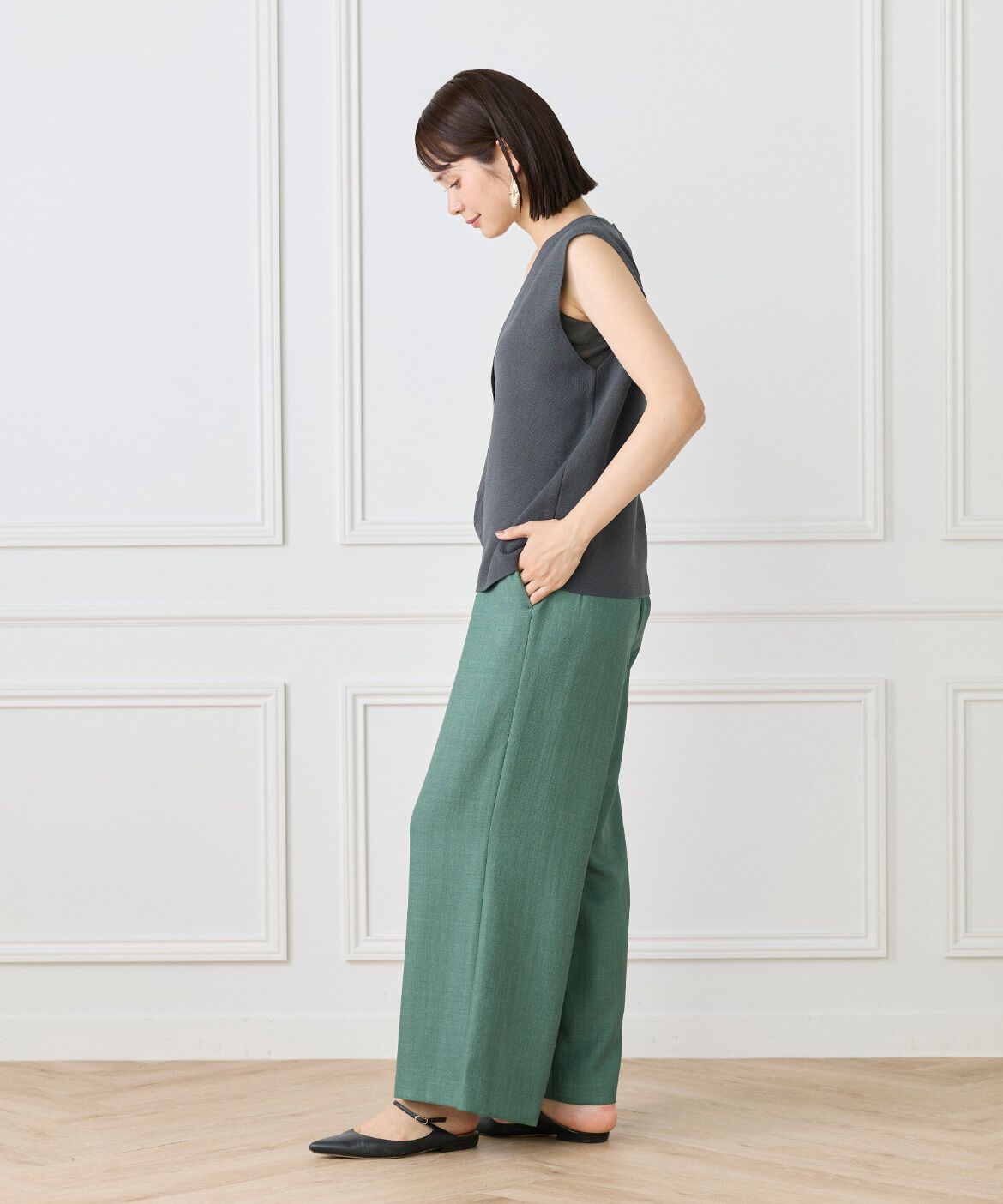 Le Souk「ミラノリブVネックジレ」|ニット・セーター|