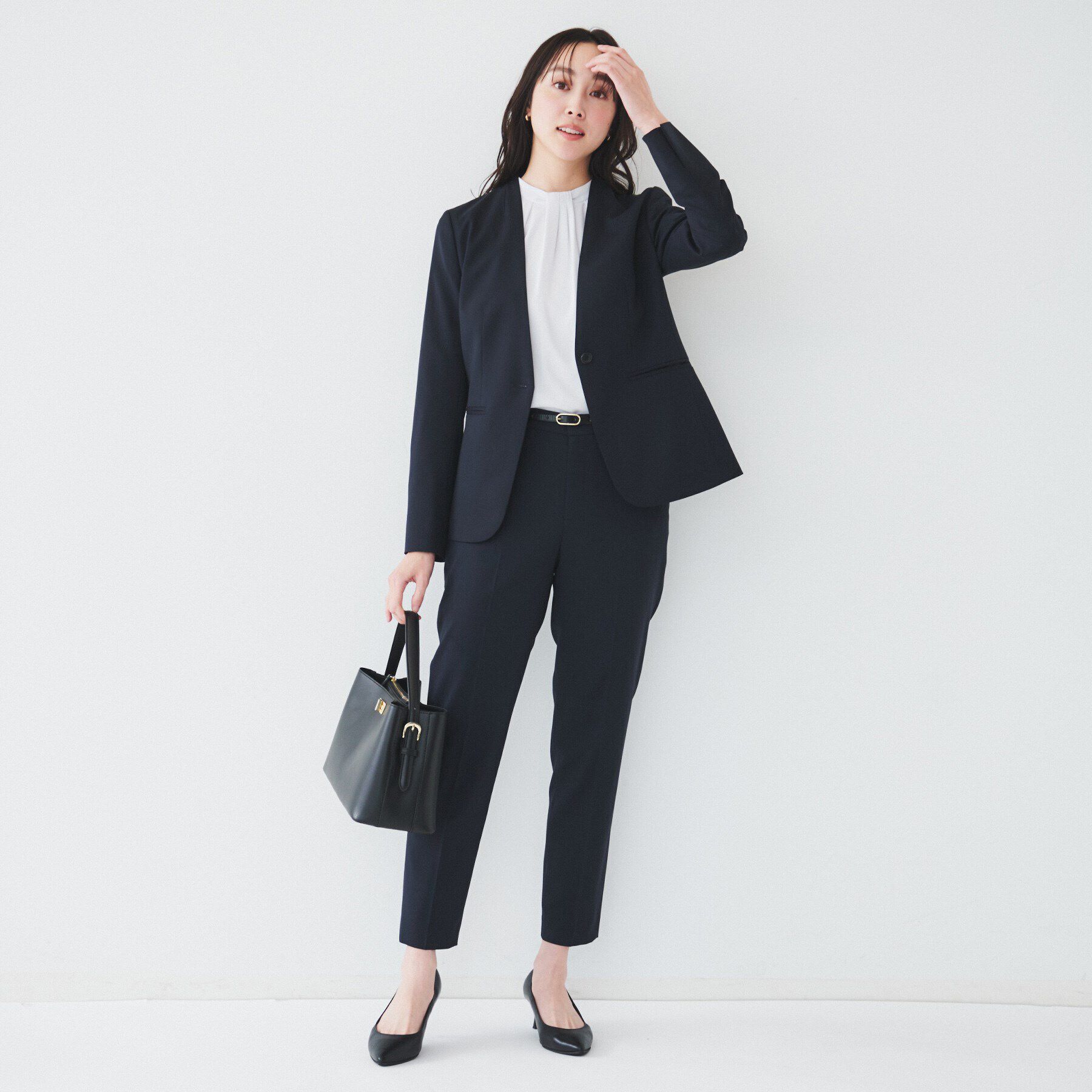 UNTITLED「レジェールギャバ 背抜きカラーレスジャケット」|ノーカラージャケット|