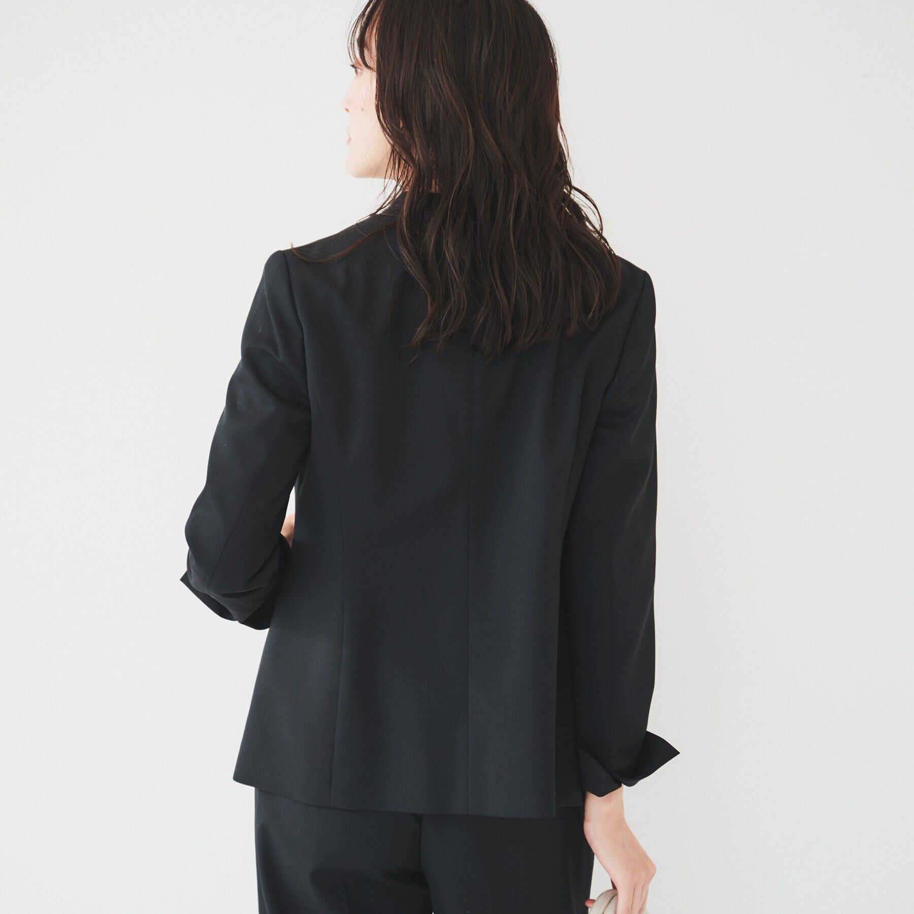 UNTITLED「レジェールギャバ 背抜きカラーレスジャケット」|ノーカラージャケット|