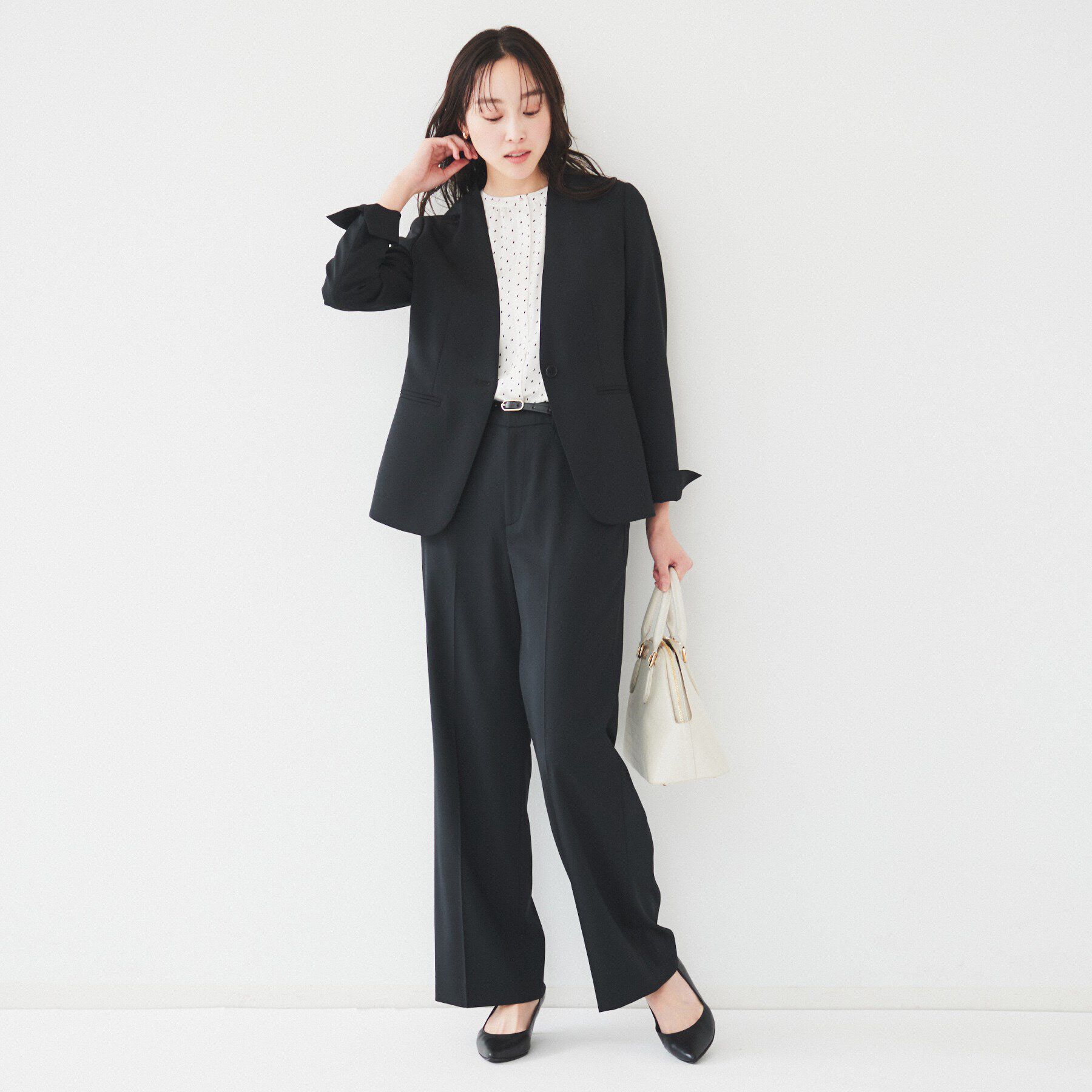 UNTITLED「レジェールギャバ 背抜きカラーレスジャケット」|ノーカラージャケット|