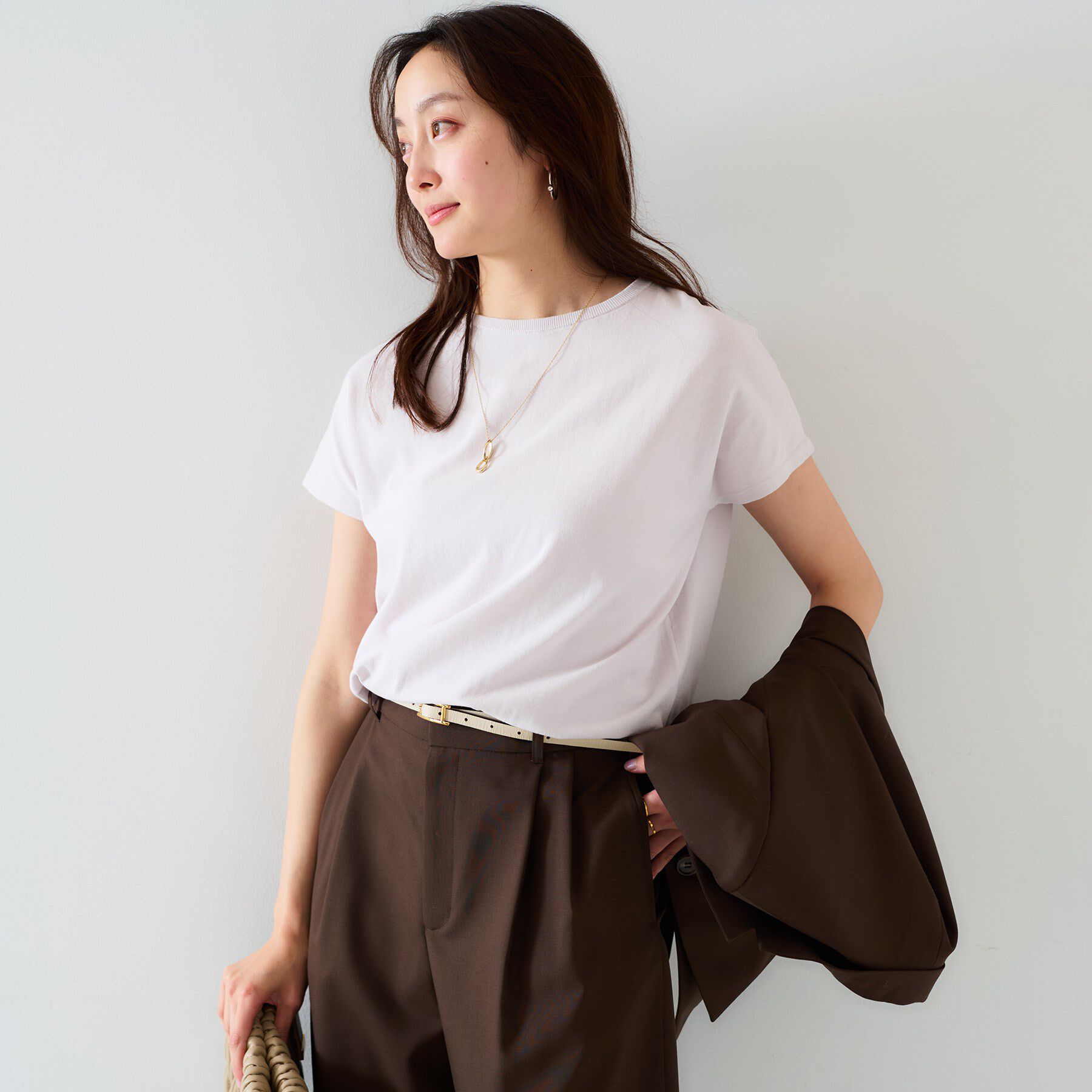 UNTITLED「【11色展開/コットン100/アンサンブル可能】 プルオーバーニット」|ニット・セーター|グレージュ(050)