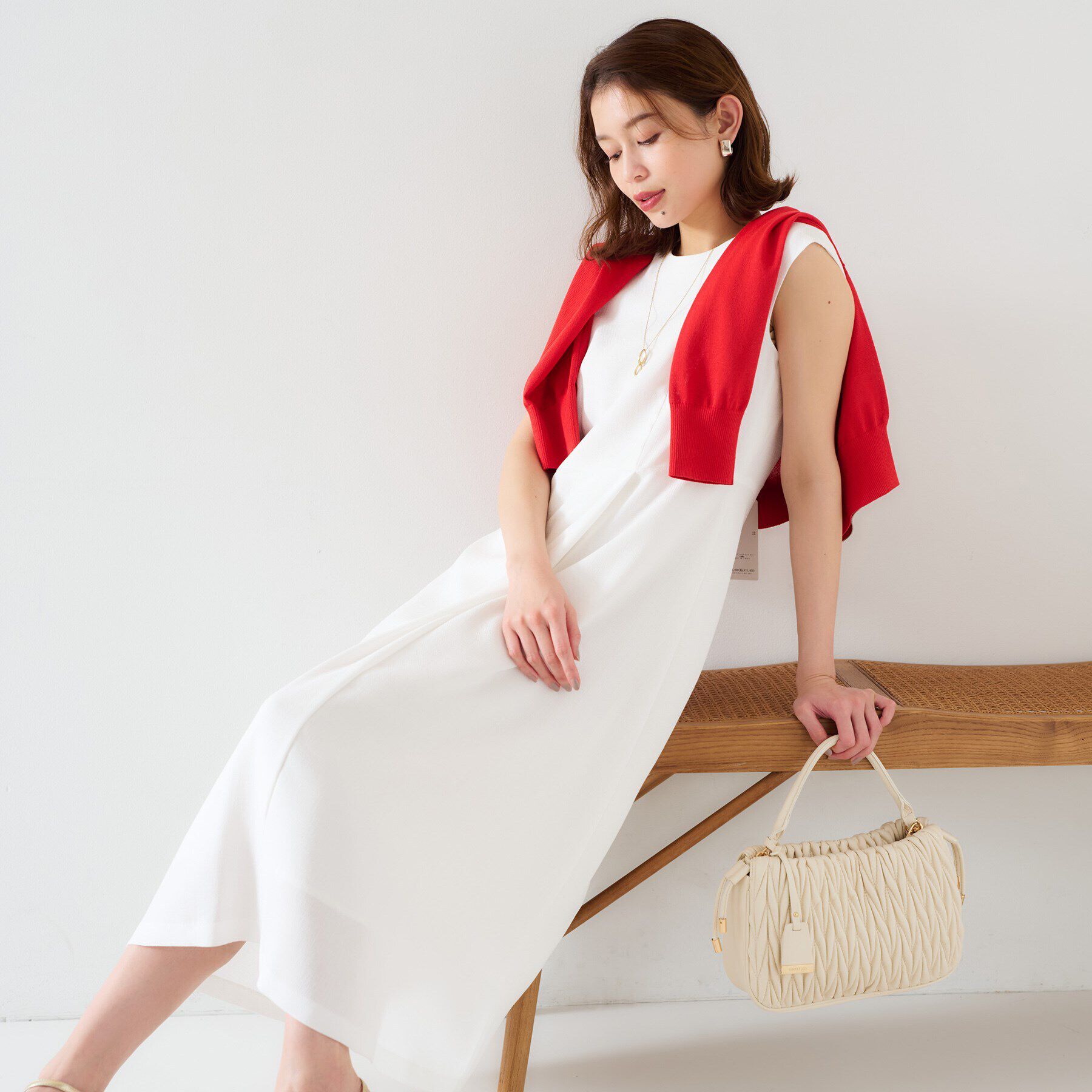 UNTITLED「【セットアップ可/きれいめ】ドライタッチワンピース」|ワンピース|オフホワイト(003