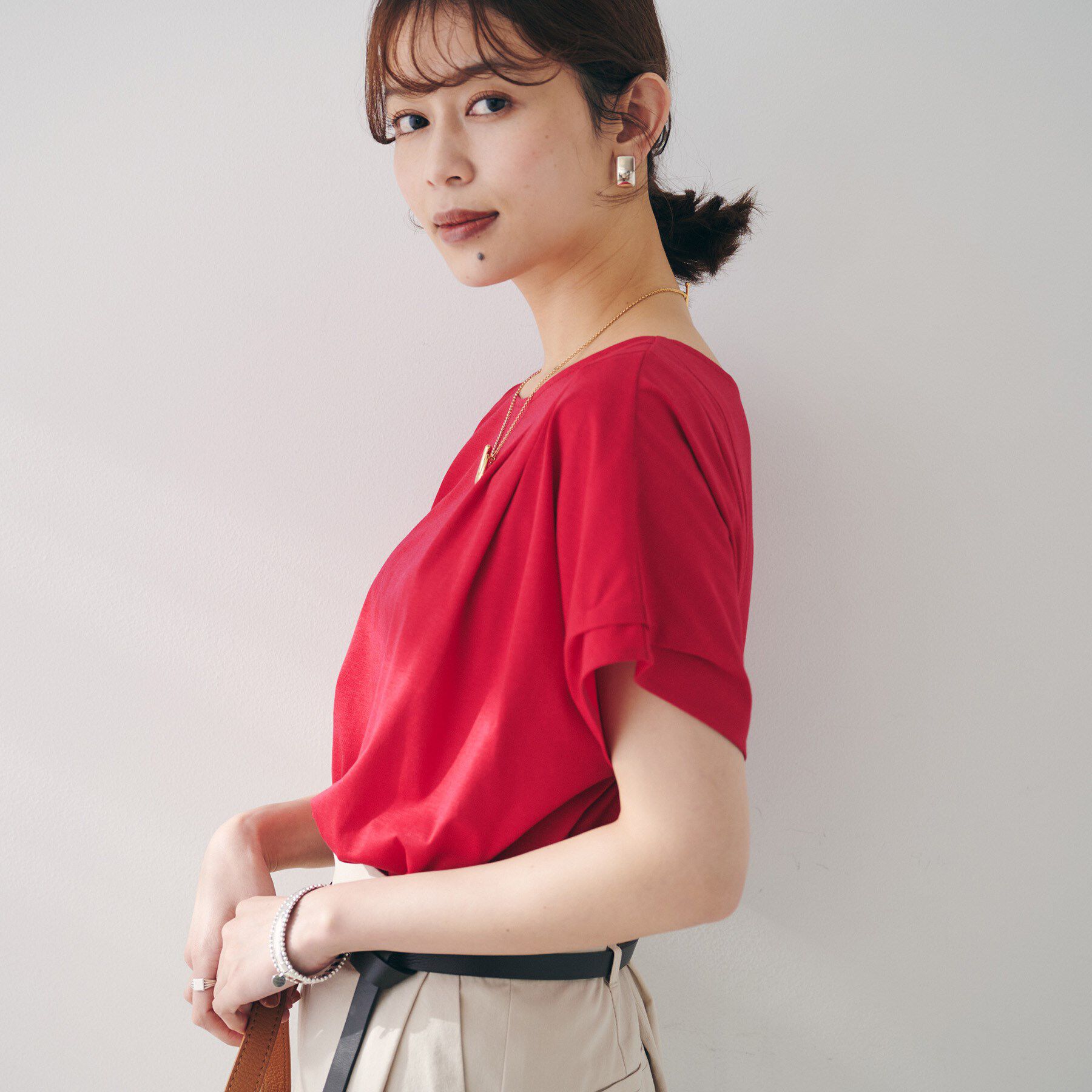 UNTITLED「【洗える】タック入りフレンチスリーブプルオーバー」|Tシャツ・カットソー|