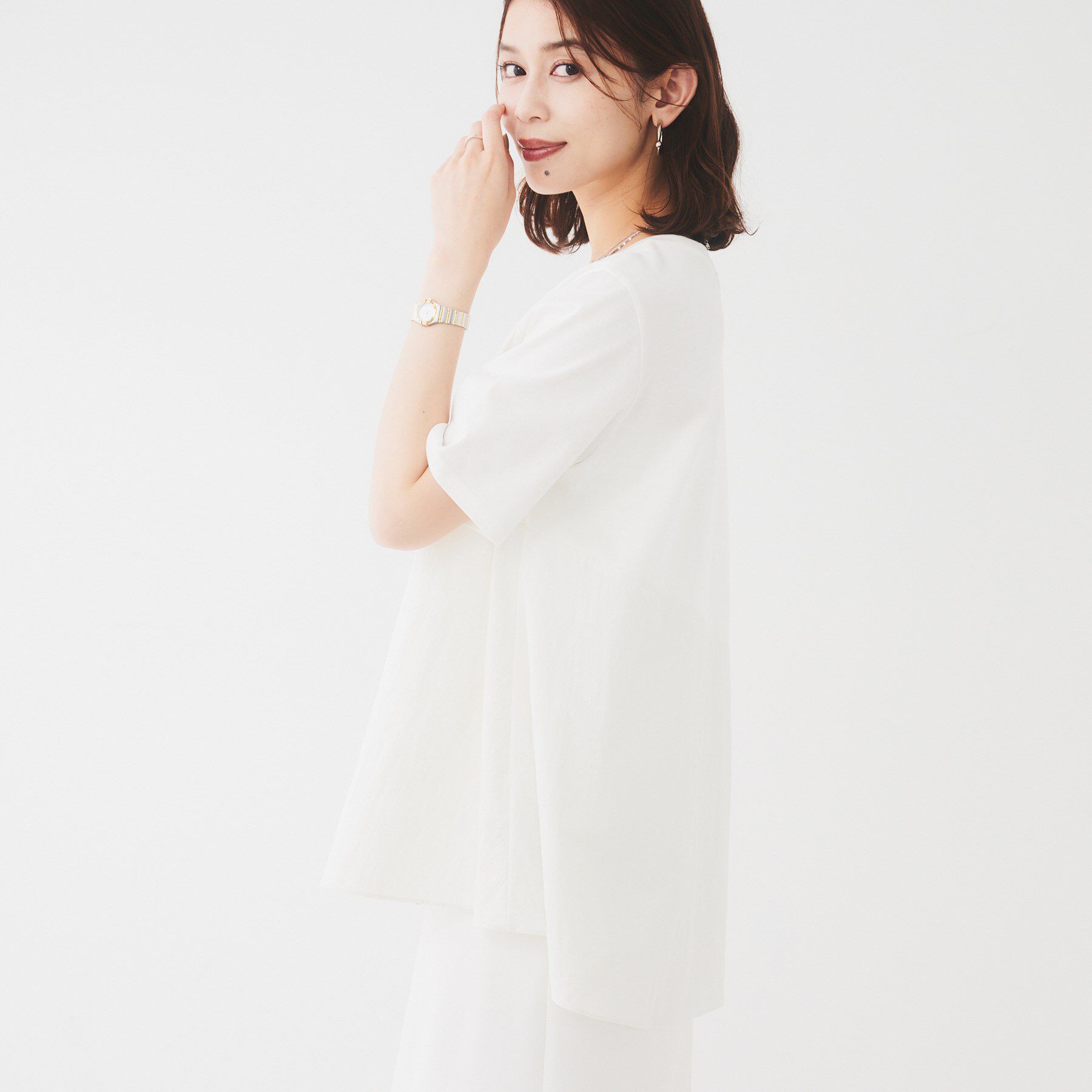 UNTITLED「【UVカット/接触冷感/Tシャツ】異素材ドッキングペプラム」|Tシャツ・カットソー|