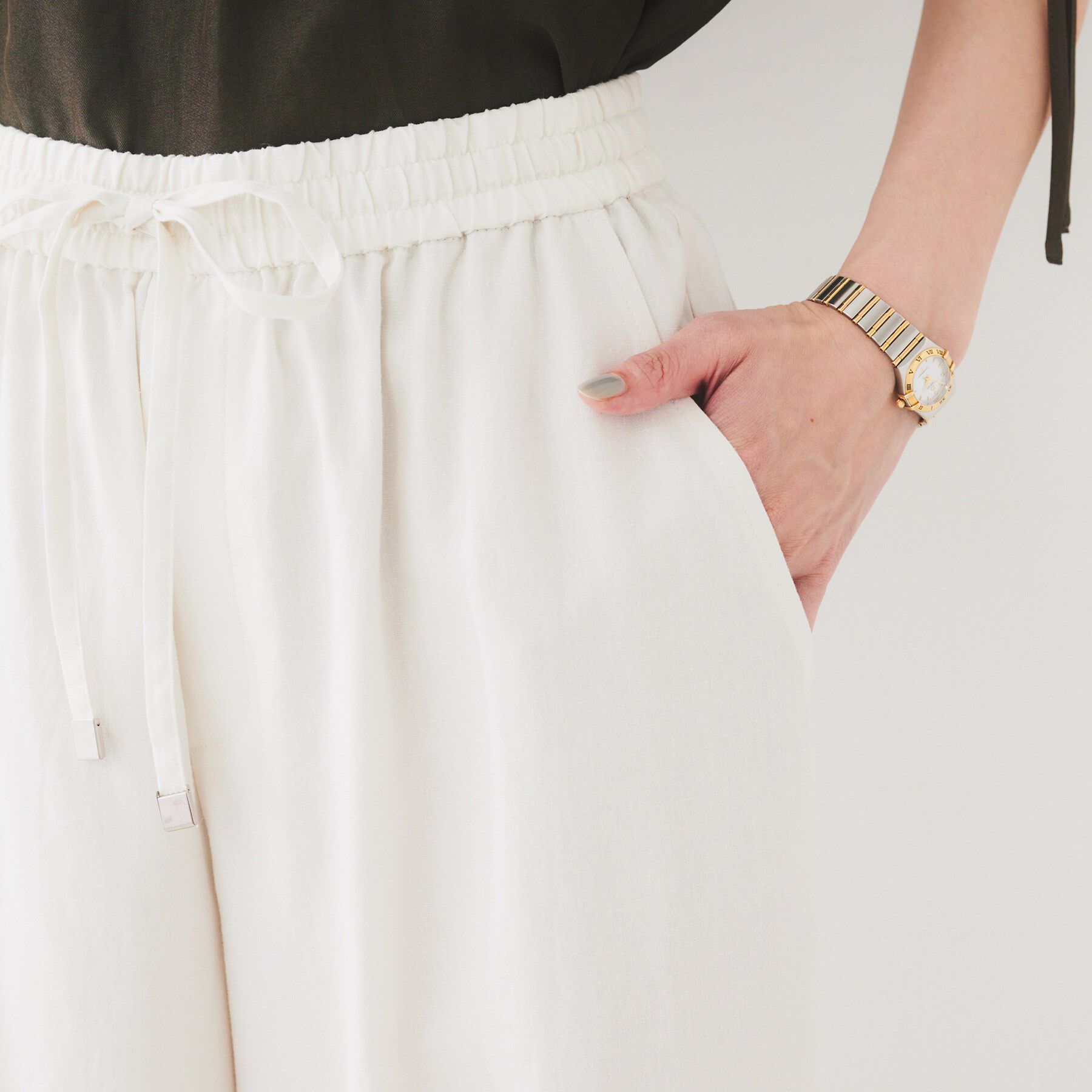 UNTITLED「【ウエストゴム/洗える/オンオフ】ドロストワイドパンツ」|その他|