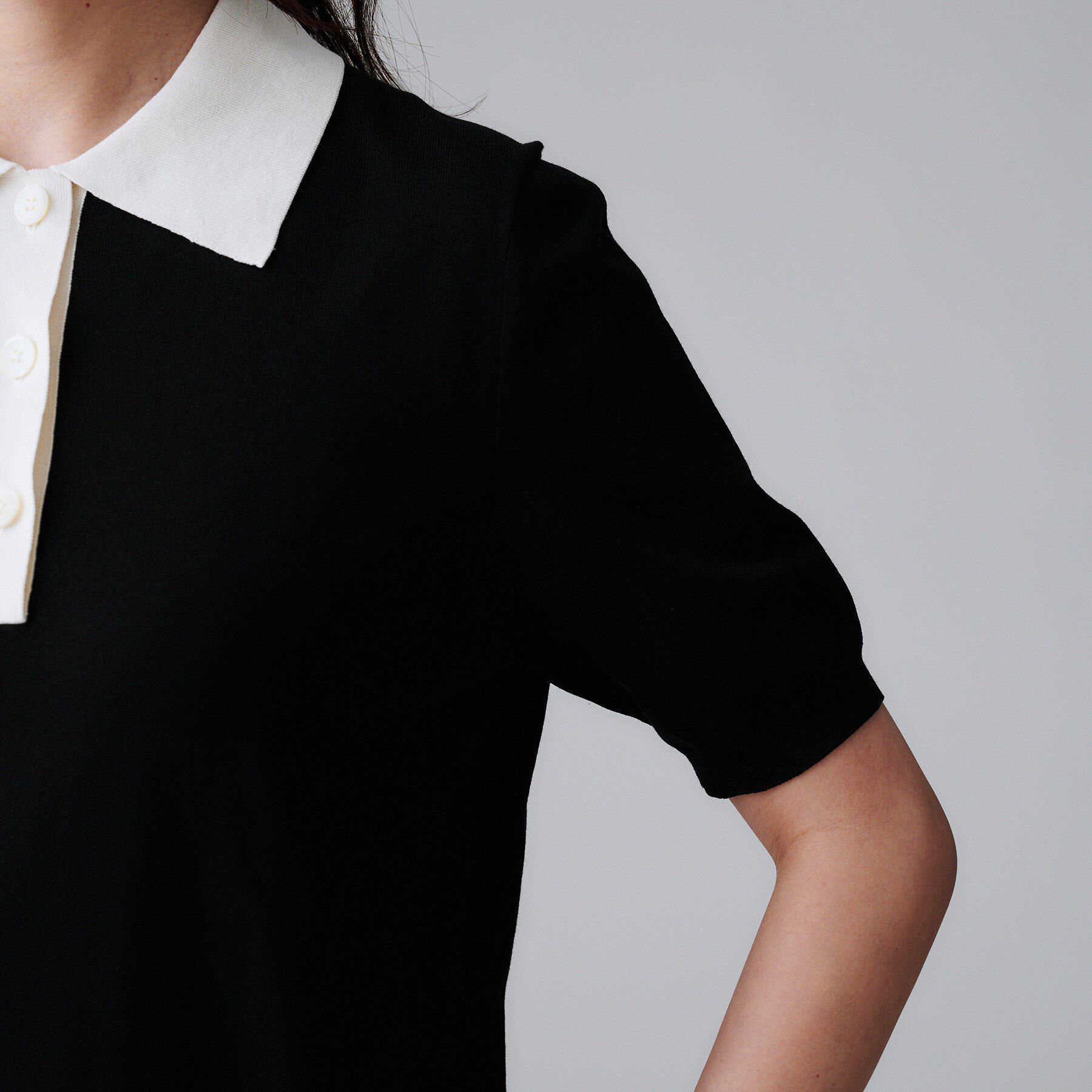 UNTITLED「【トレンド/きれいめ】5分袖ポロニット」|ニット・セーター|