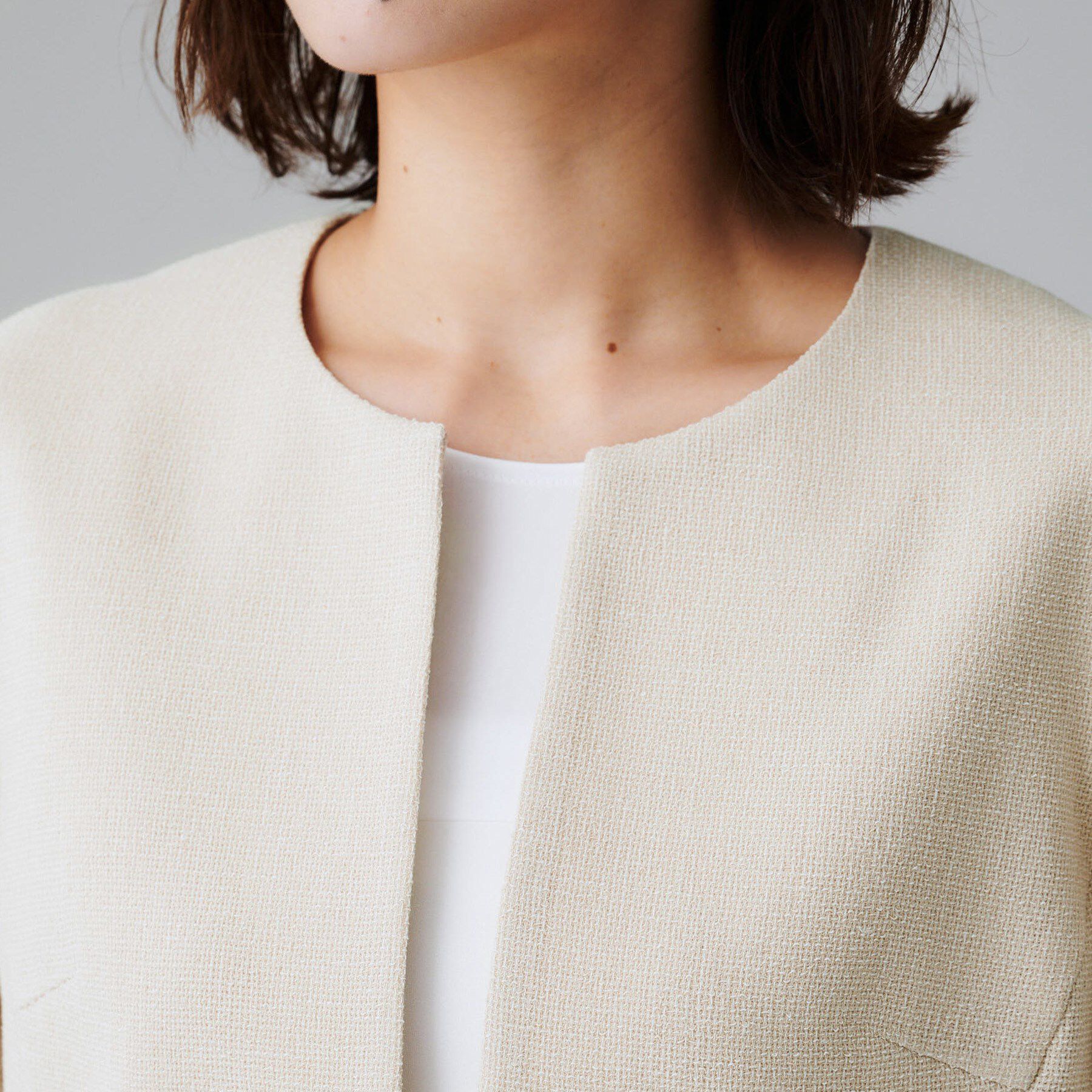 UNTITLED「【短丈/日本製】カラミ風メッシュ ノーカラージャケット」|ノーカラージャケット|