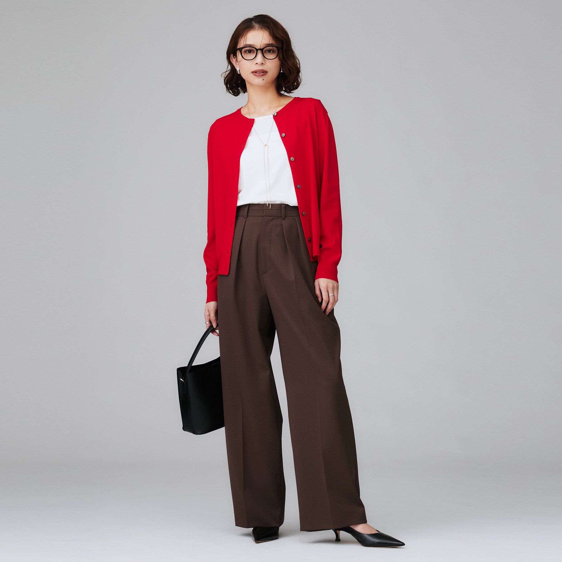 UNTITLED「【アンサンブル可/薄手】ベーシッククルーネックカーディガン」|カーディガン|