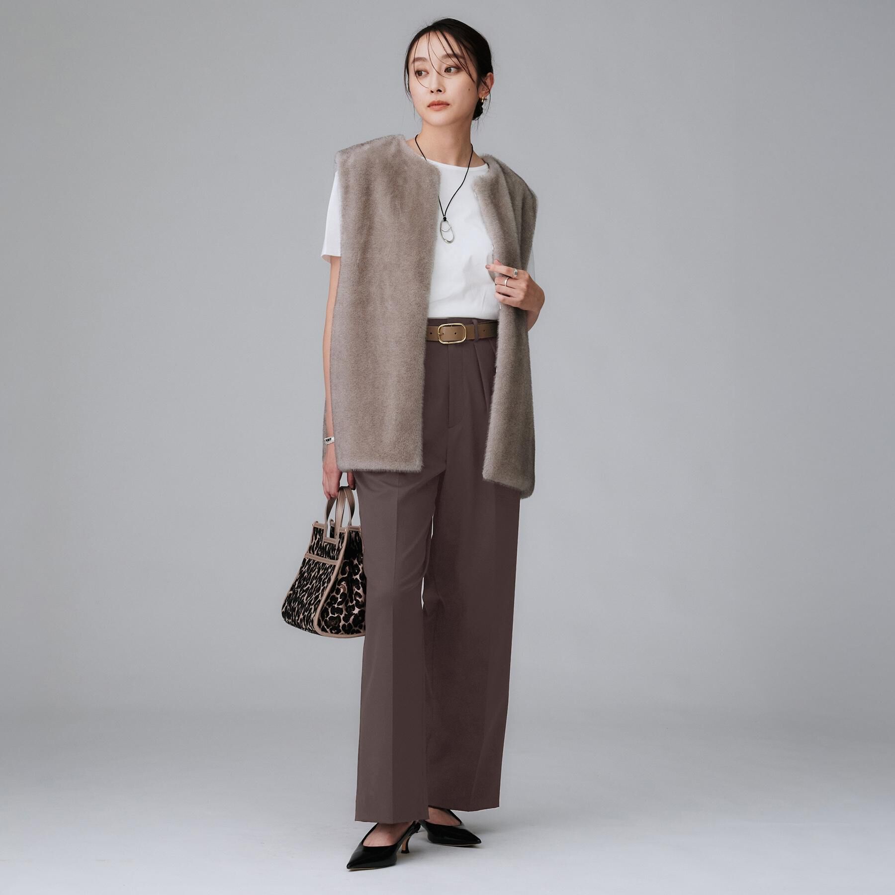 UNTITLED「【洗える/はっ水/後ろウエストゴム】ストレッチ2タックワイドパンツ」|その他|