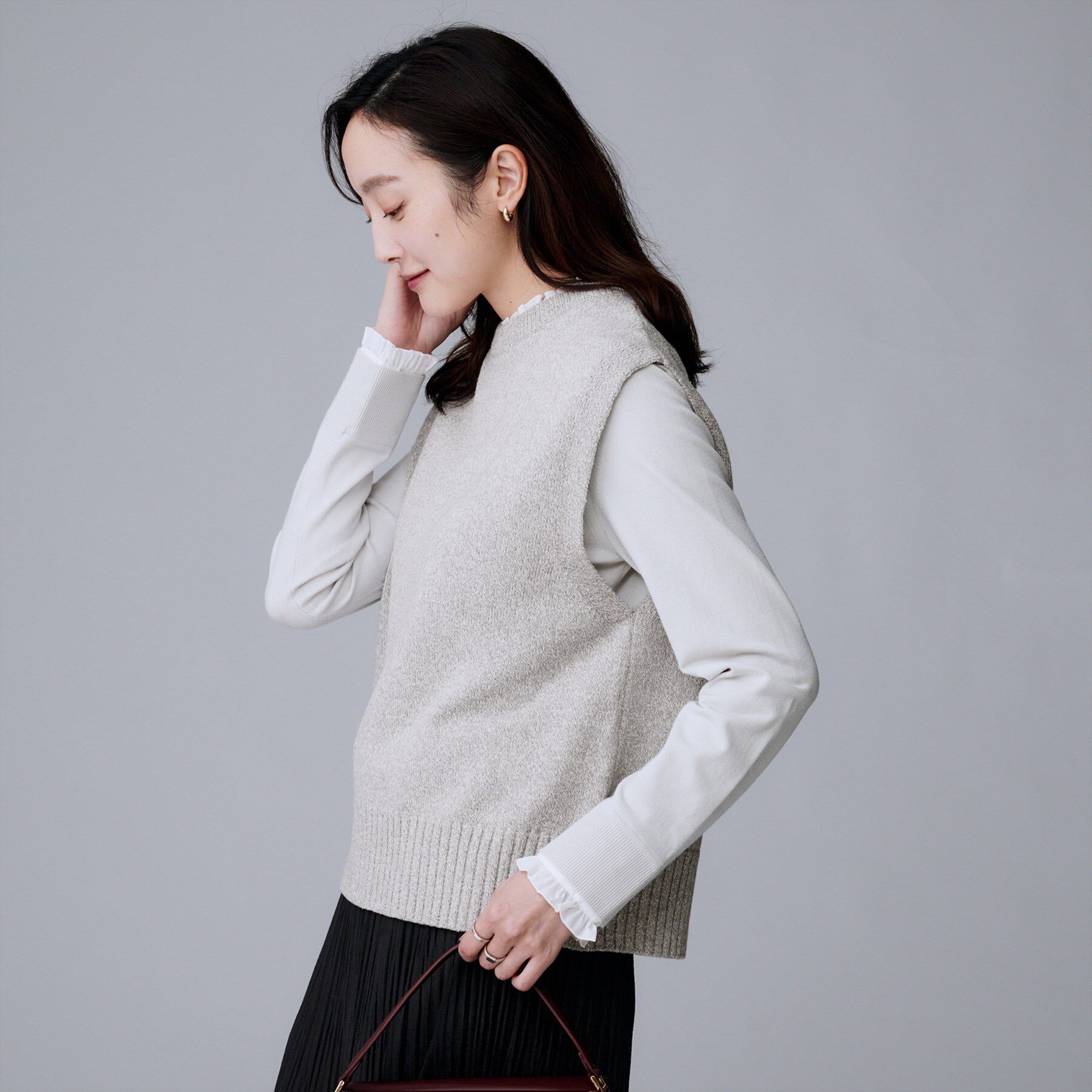 UNTITLED「【重ね着レイヤードに】杢調ニットベスト」|ベスト・ジレ|