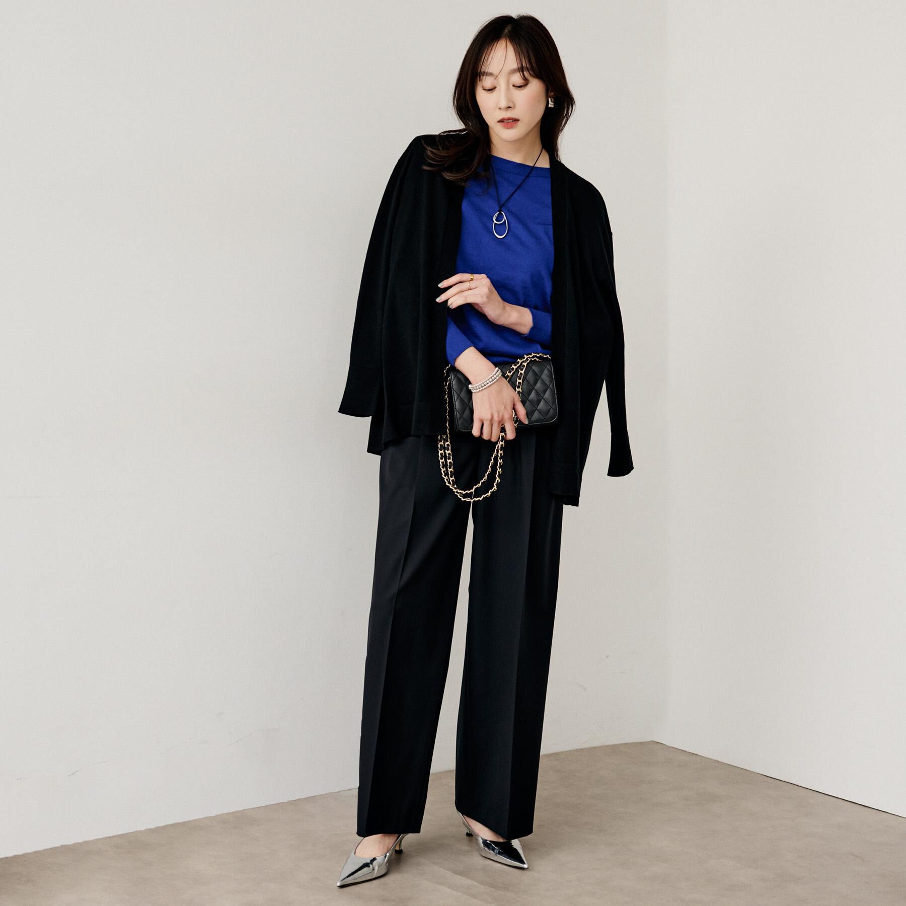 UNTITLED「【アンサンブル可/洗える/ボタンなし】シルクウールカシミヤ 着流しカーディガン」|カーディガン|