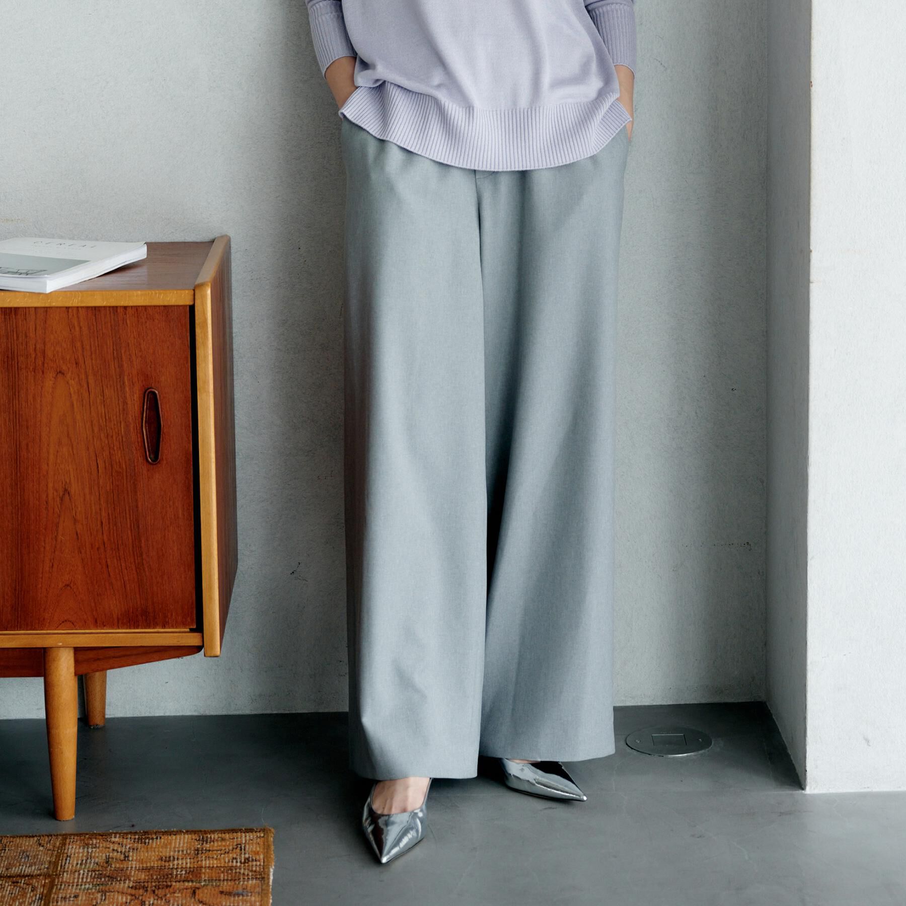 UNTITLED「【洗える/ワイド/ウエストゴム】ストレッチドロストパンツ」|その他|ライトグレー(011