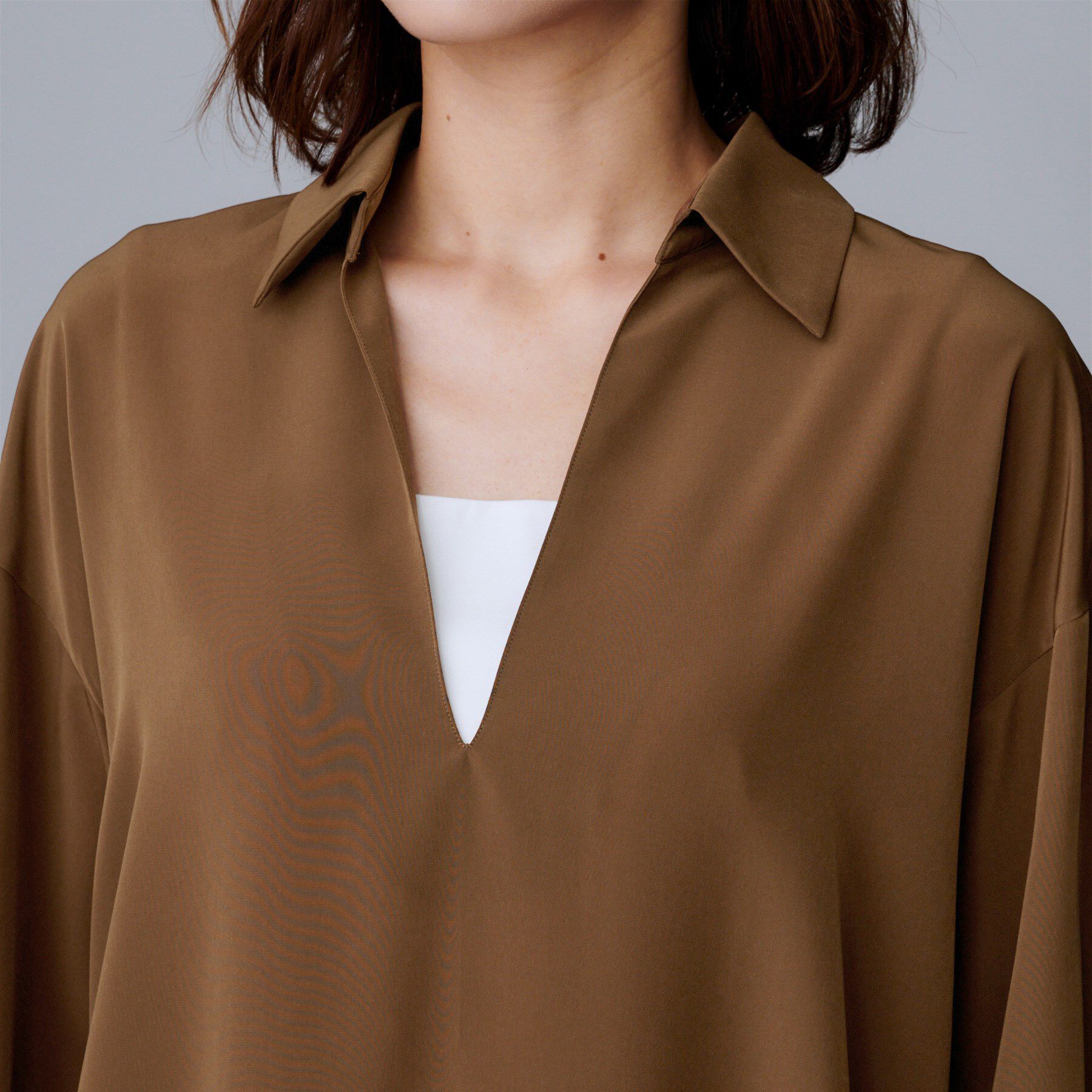 UNTITLED「【セットアップ可/スキッパー/ゆったり】リラクパウダーシャツ」|シャツ・ブラウス|