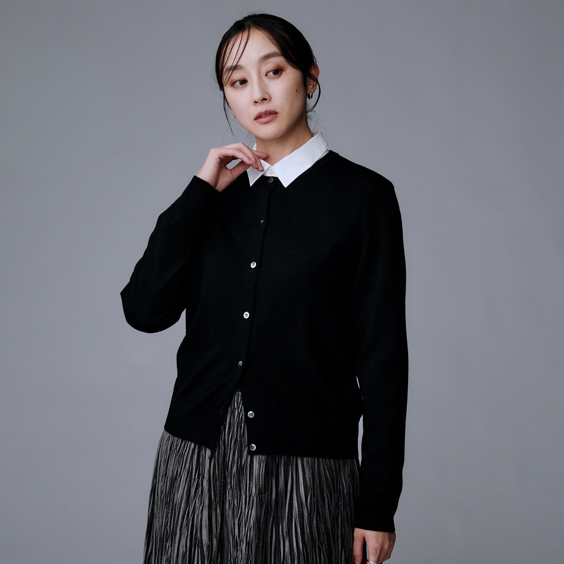 UNTITLED「【洗える/アンサンブル可/ウール100%】ウールクルーカーディガン」|カーディガン|