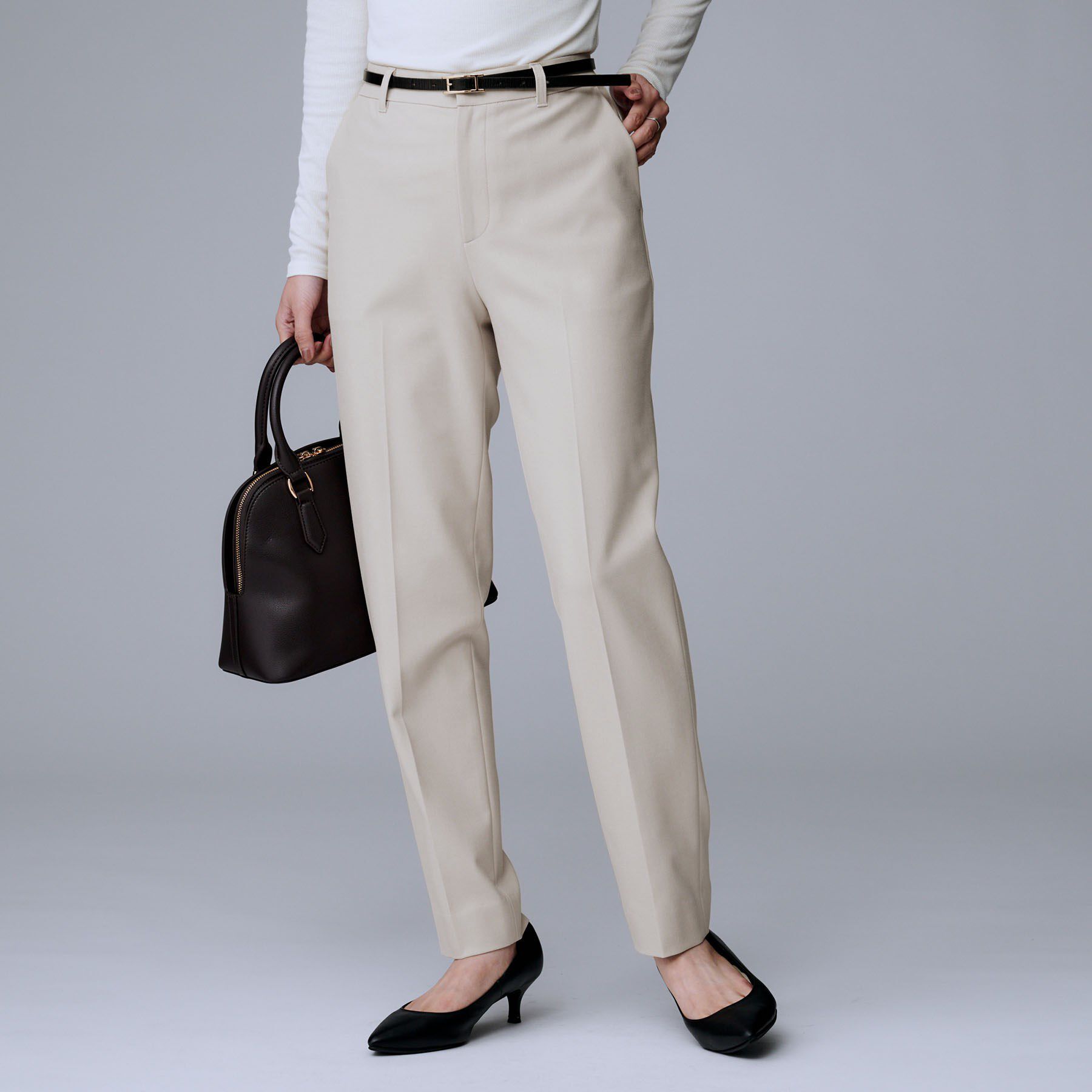 UNTITLED「【あったか素材/ストレッチ性】裏起毛テーパードパンツ」|その他|グレージュ(050)