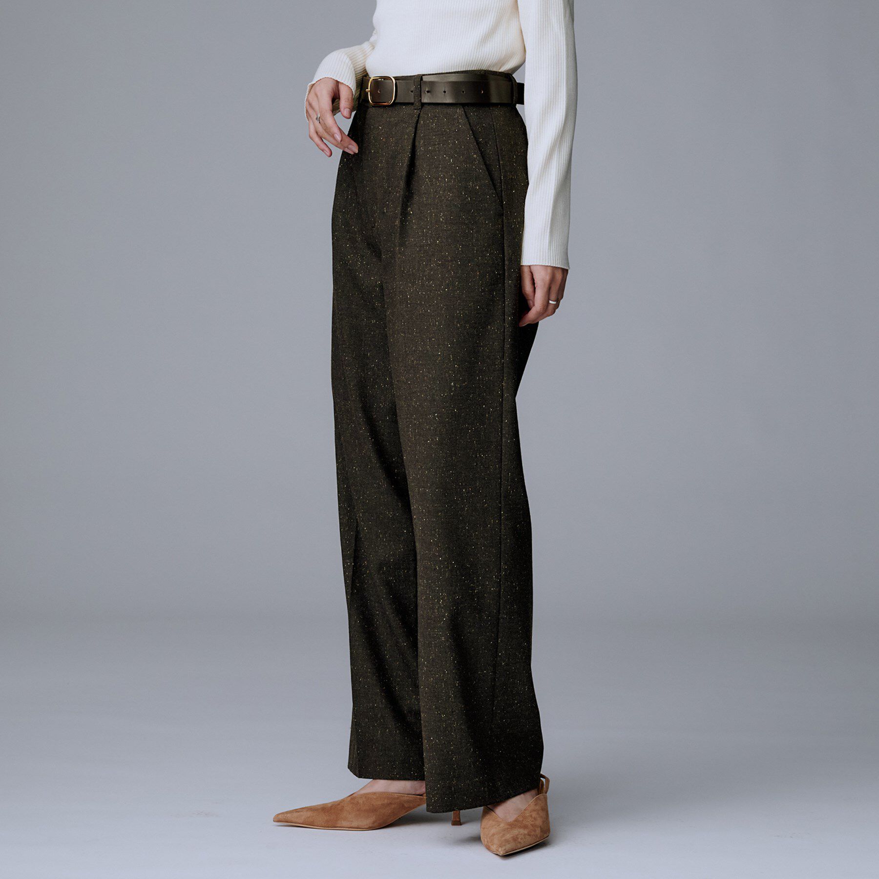 UNTITLED「【ワイド/後ろゴム/シーズンレス】シルクネップツイードパンツ」|その他|